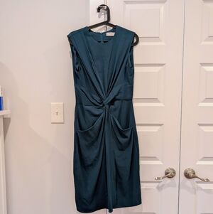 MM LaFleur Taylor Sleeveless Twist-Knot Midi Dress, Dark Green